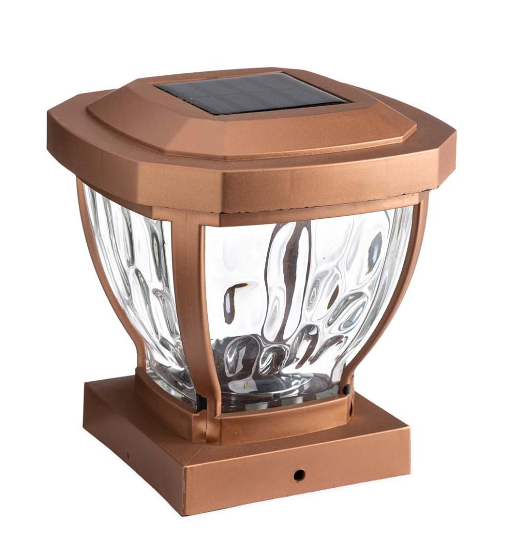 Plow &amp; Hearth Garden Accents | Yard &amp; Garden Wavy Glass Solar Post Cap Lights, Set Of 2 - Black