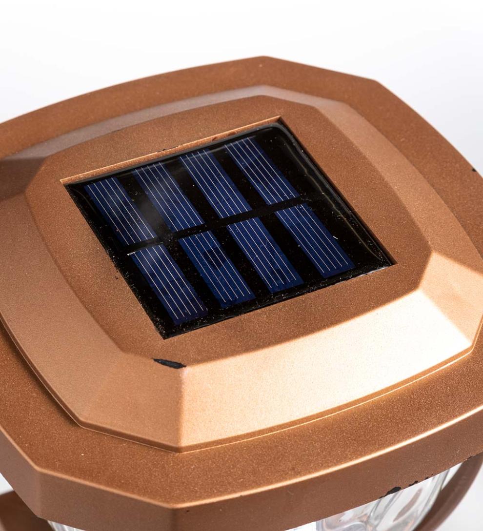 Plow &amp; Hearth Garden Accents | Yard &amp; Garden Wavy Glass Solar Post Cap Lights, Set Of 2 - Black