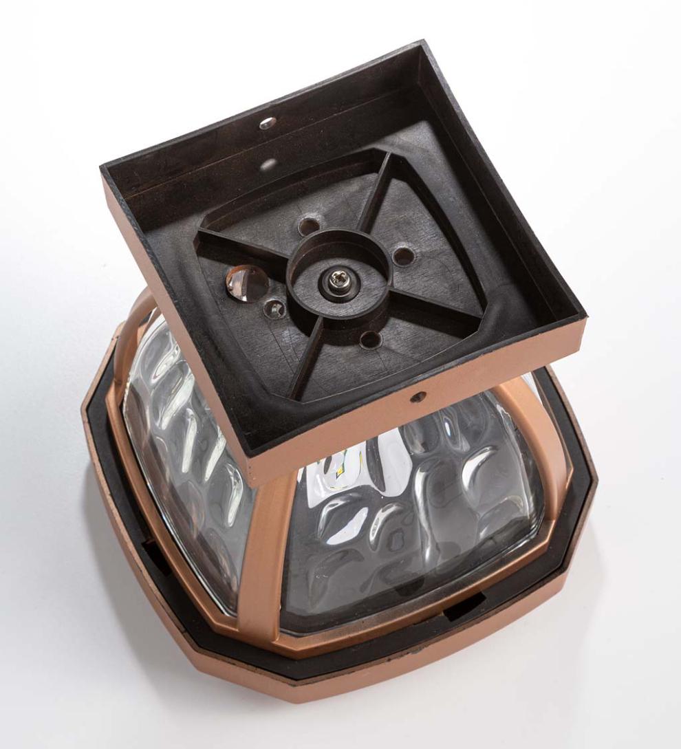 Plow &amp; Hearth Garden Accents | Yard &amp; Garden Wavy Glass Solar Post Cap Lights, Set Of 2 - Black