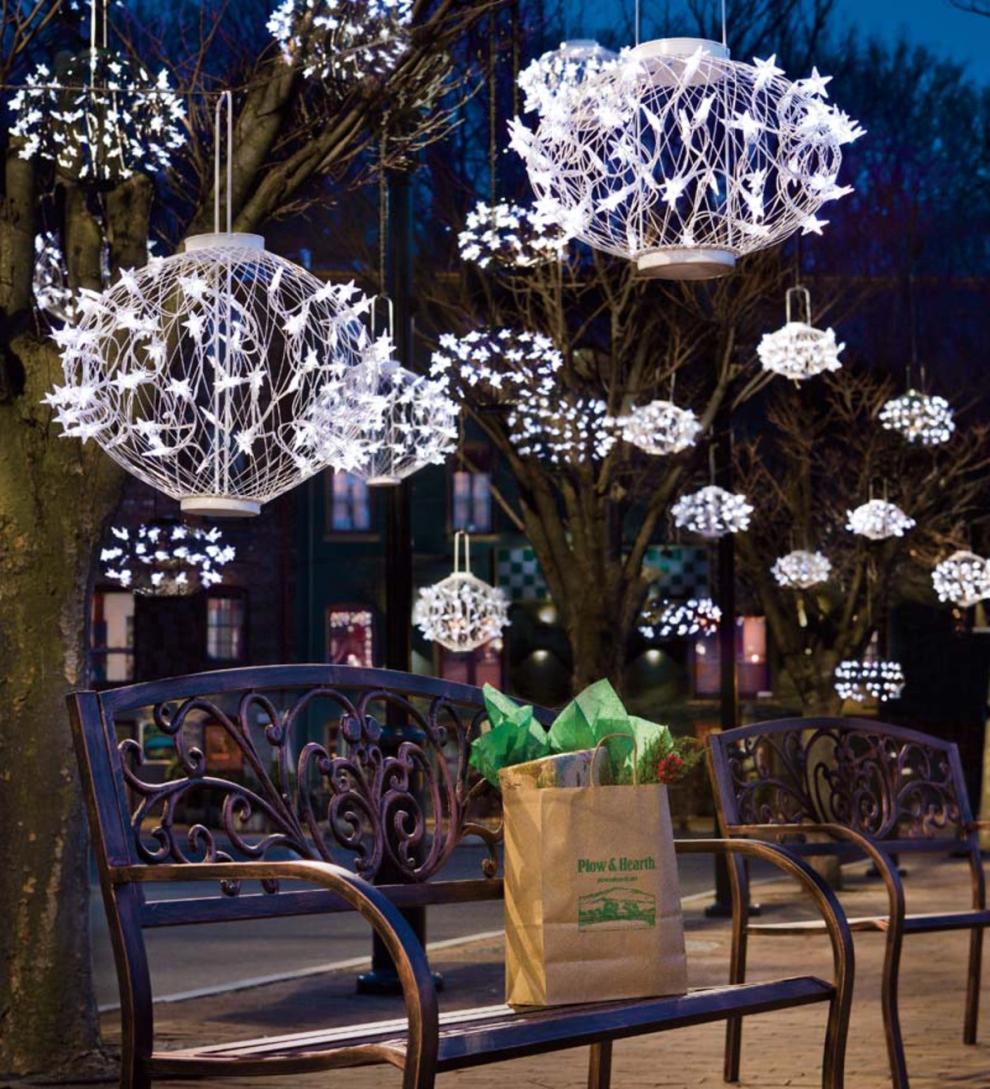 Plow &amp; Hearth Garden Accents | Yard &amp; Garden White Solar Star Lanterns