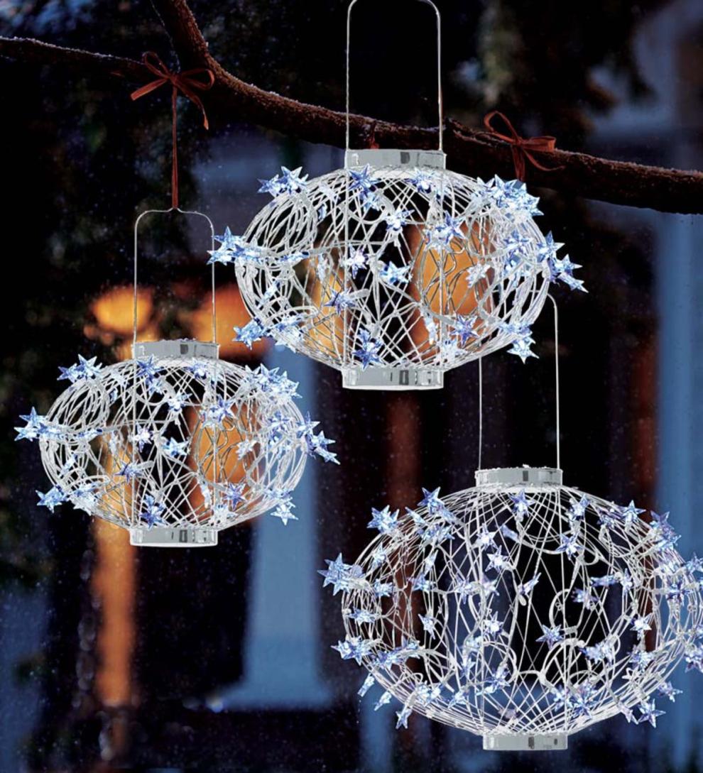 Plow &amp; Hearth Garden Accents | Yard &amp; Garden White Solar Star Lanterns