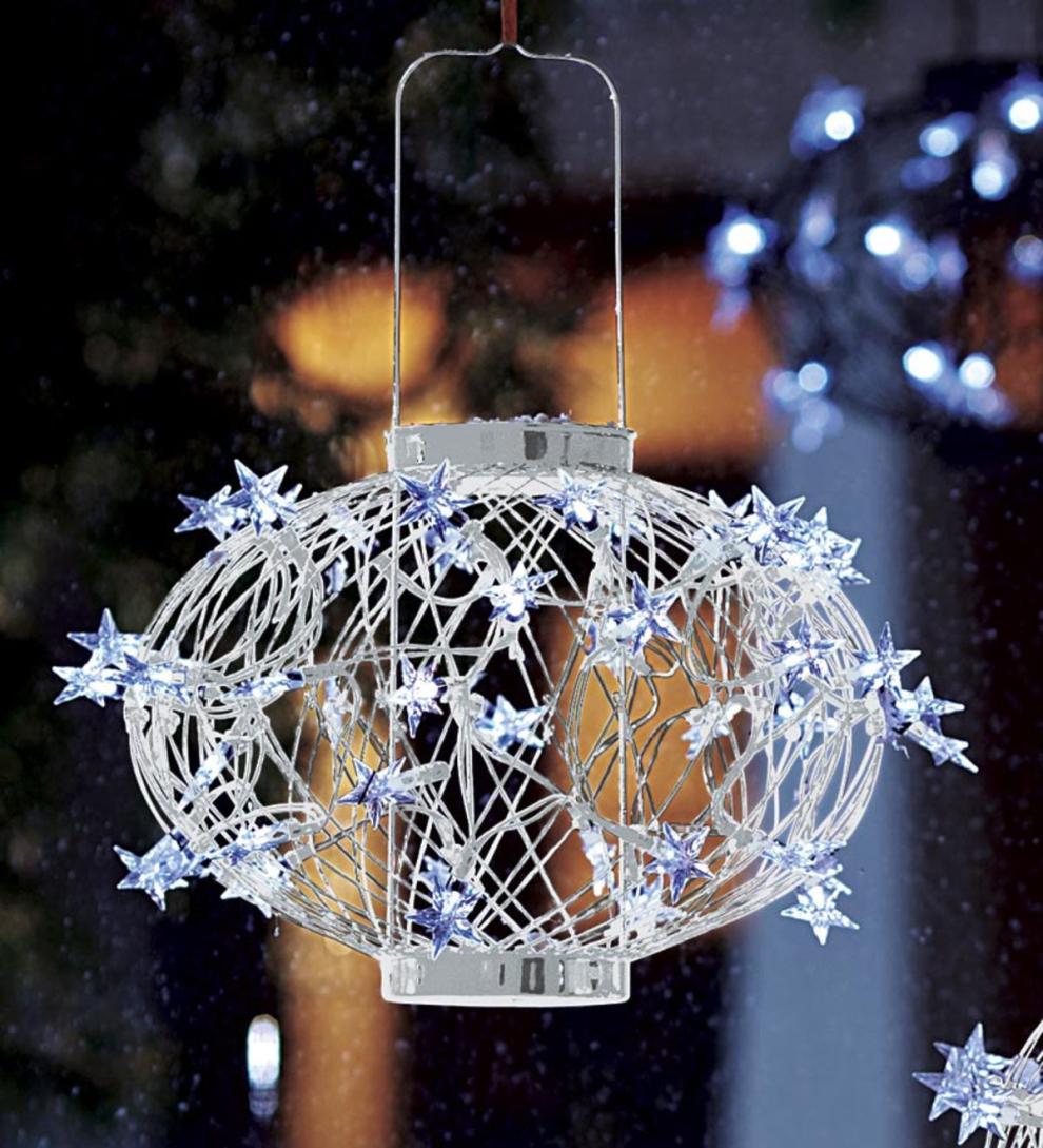 Plow &amp; Hearth Garden Accents | Yard &amp; Garden White Solar Star Lanterns