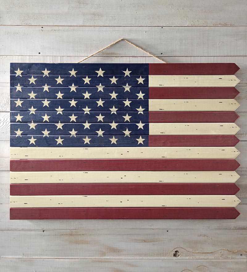Plow &amp; Hearth Garden Accents | Yard &amp; Garden Wooden Americana Flag