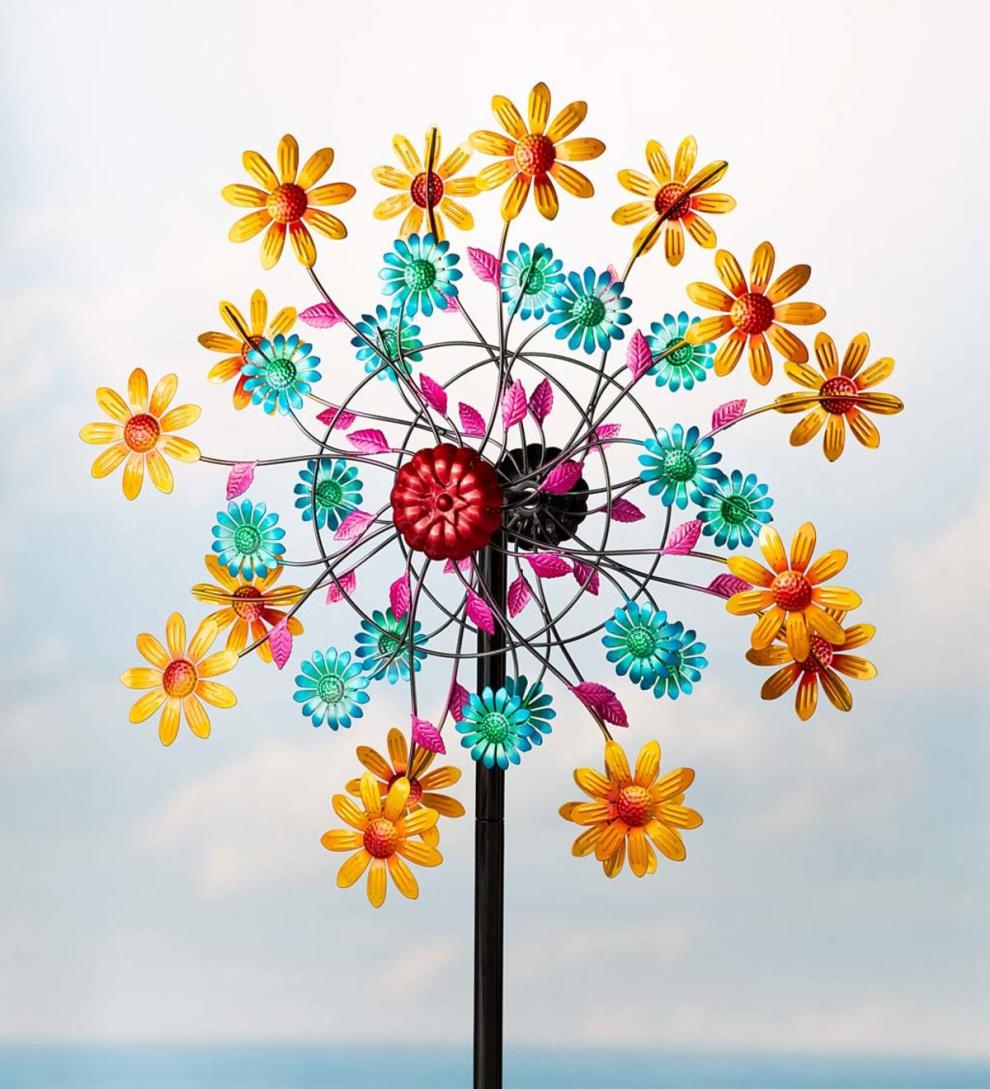 Plow &amp; Hearth Garden Accents | Yard &amp; Garden Yellow Daisy Metal Wind Spinner