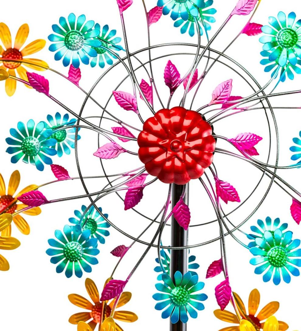 Plow &amp; Hearth Garden Accents | Yard &amp; Garden Yellow Daisy Metal Wind Spinner