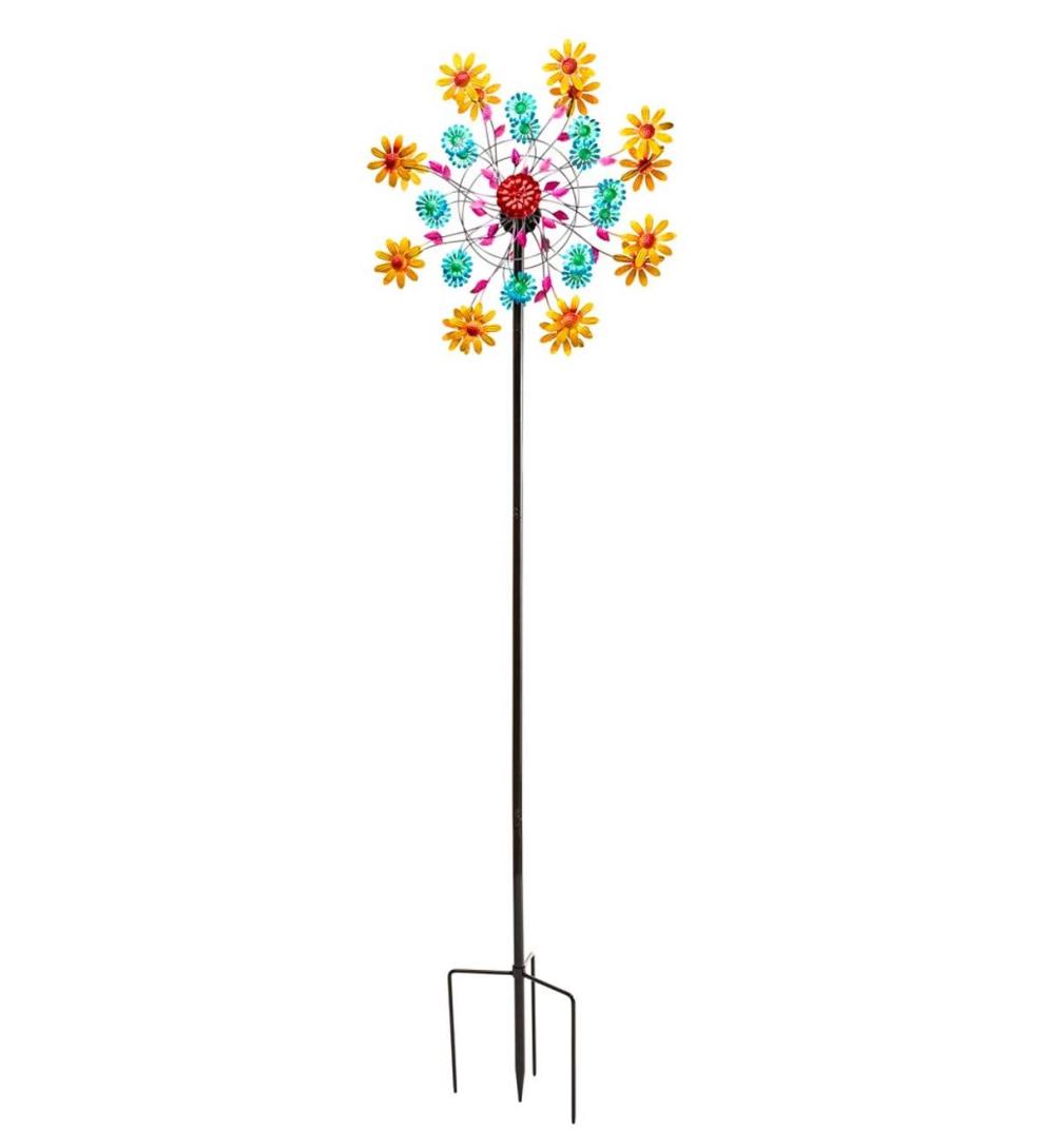 Plow &amp; Hearth Garden Accents | Yard &amp; Garden Yellow Daisy Metal Wind Spinner