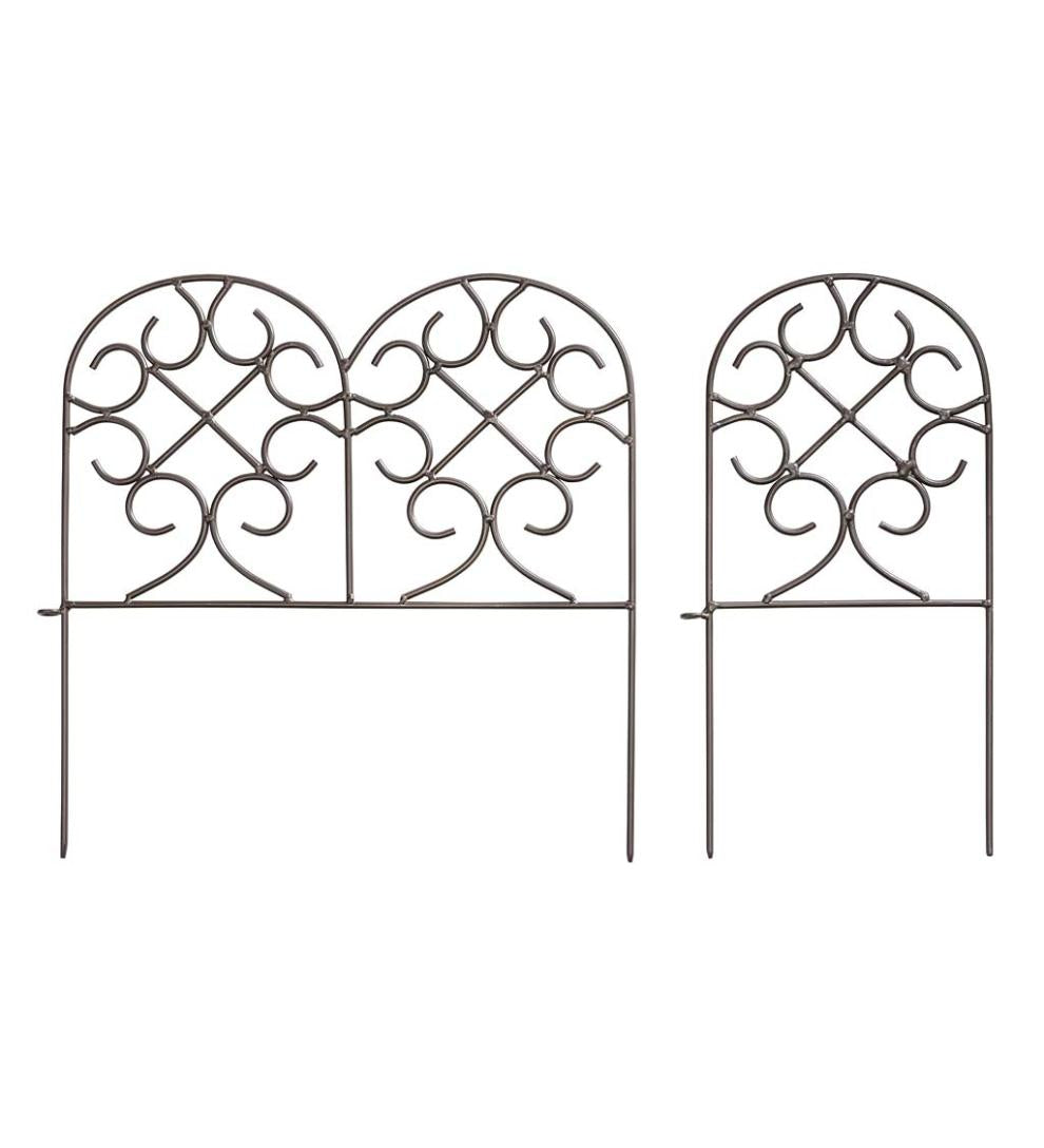 Plow &amp; Hearth Garden Fencing &amp; Edging | Yard &amp; Garden Iron Fence Wrought Iron Edging With Ground Stakes And Gunmetal Finish