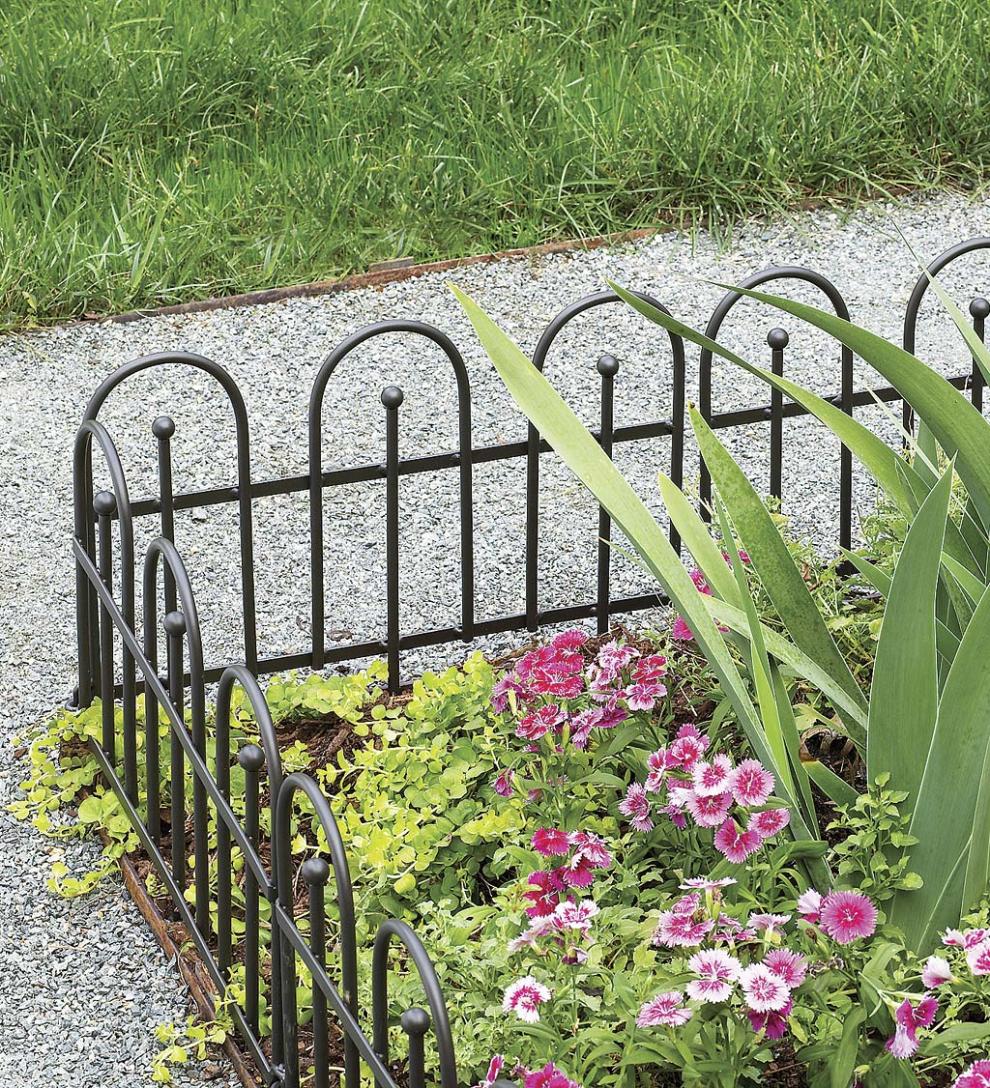 Plow &amp; Hearth Garden Fencing &amp; Edging | Yard &amp; Garden Iron Fence Wrought Iron Edging With Ground Stakes And Gunmetal Finish