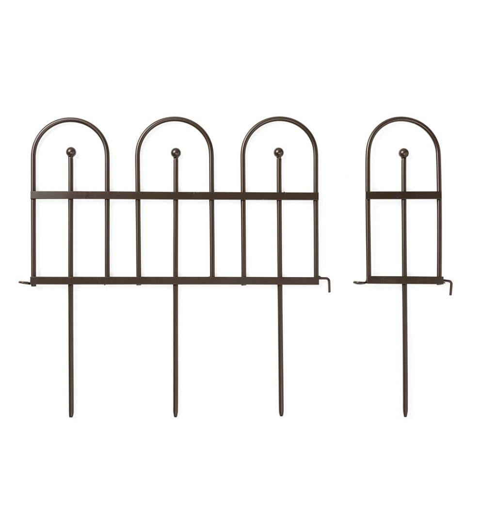 Plow &amp; Hearth Garden Fencing &amp; Edging | Yard &amp; Garden Iron Fence Wrought Iron Edging With Ground Stakes And Gunmetal Finish