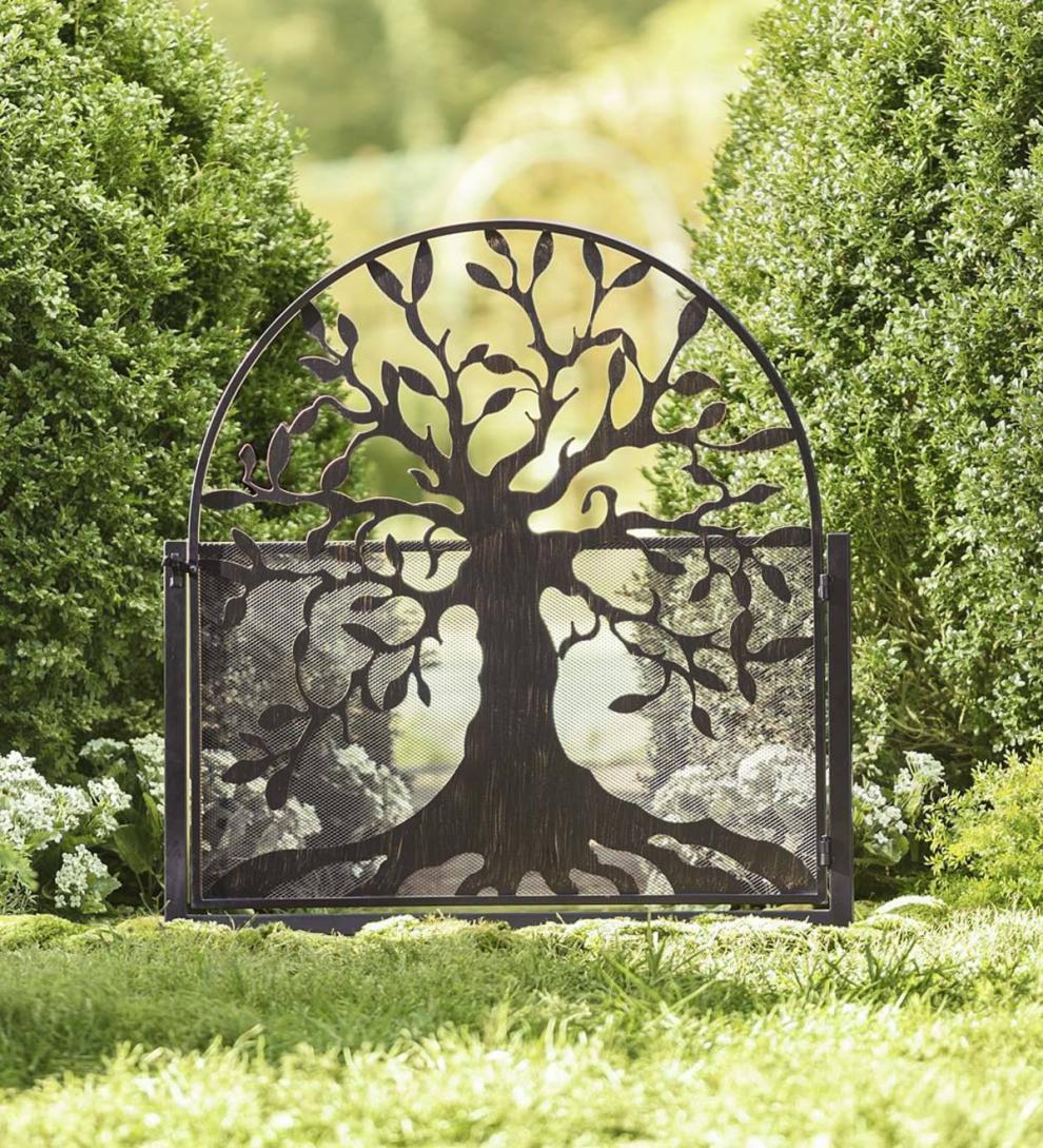 Plow &amp; Hearth Garden Fencing &amp; Edging | Yard &amp; Garden Metal Arched Stand-Alone Garden Gate With Tree Of Life Design