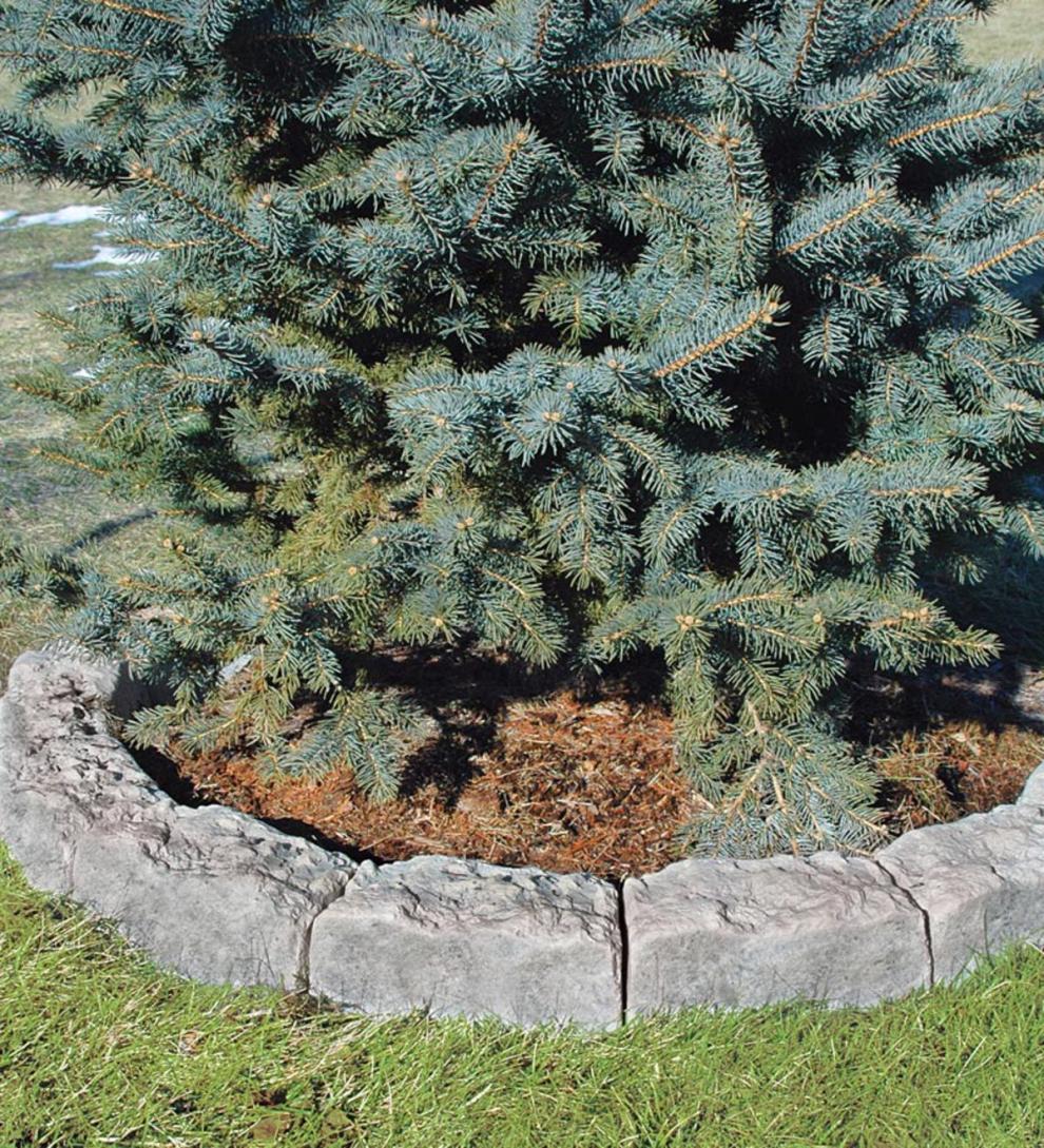 Plow &amp; Hearth Garden Fencing &amp; Edging | Yard &amp; Garden Mock Rock Block Edging Kit And Fabric Tree Ring Weed Barrier