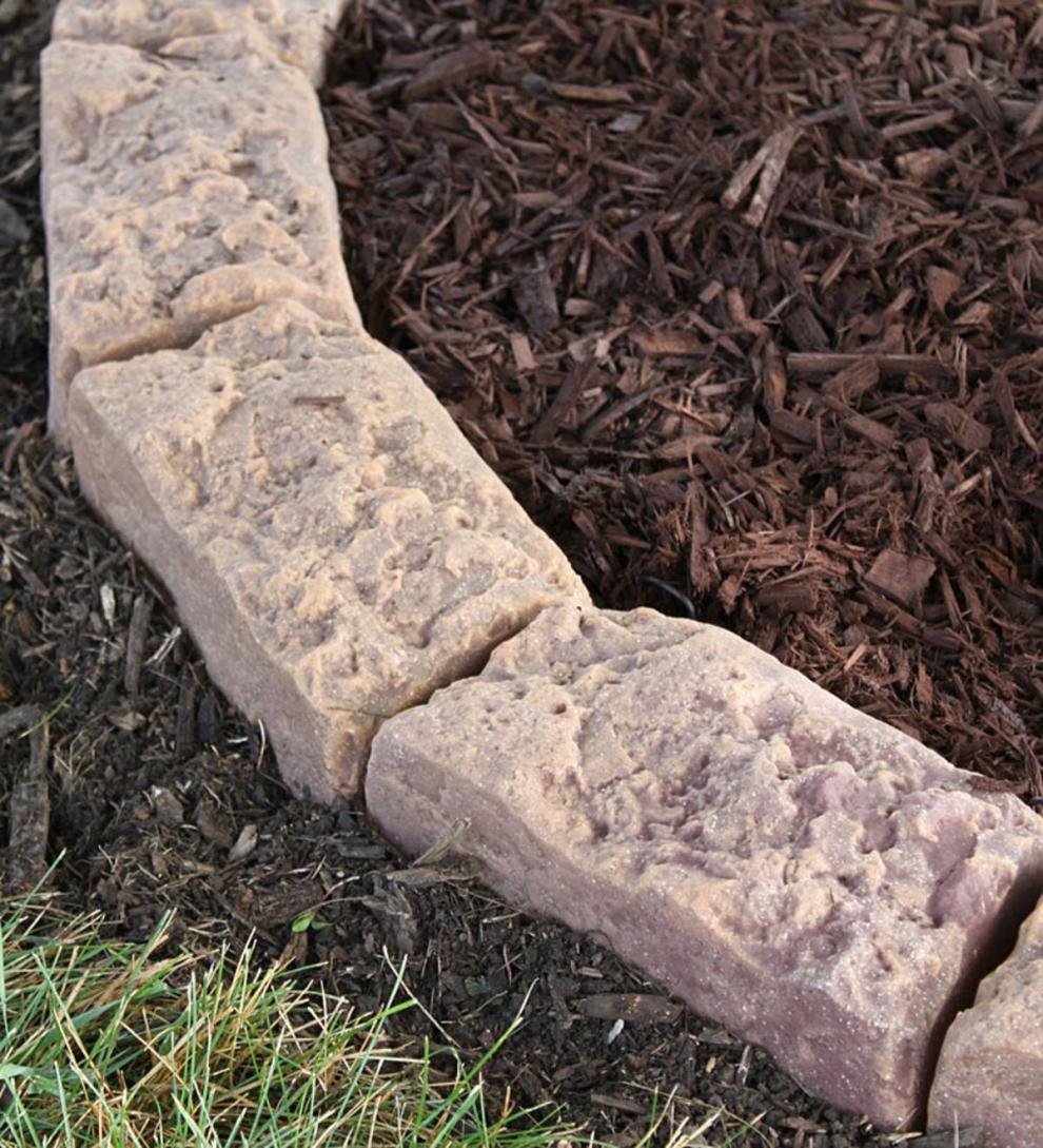 Plow &amp; Hearth Garden Fencing &amp; Edging | Yard &amp; Garden Mock Rock Block Edging Kit And Fabric Tree Ring Weed Barrier