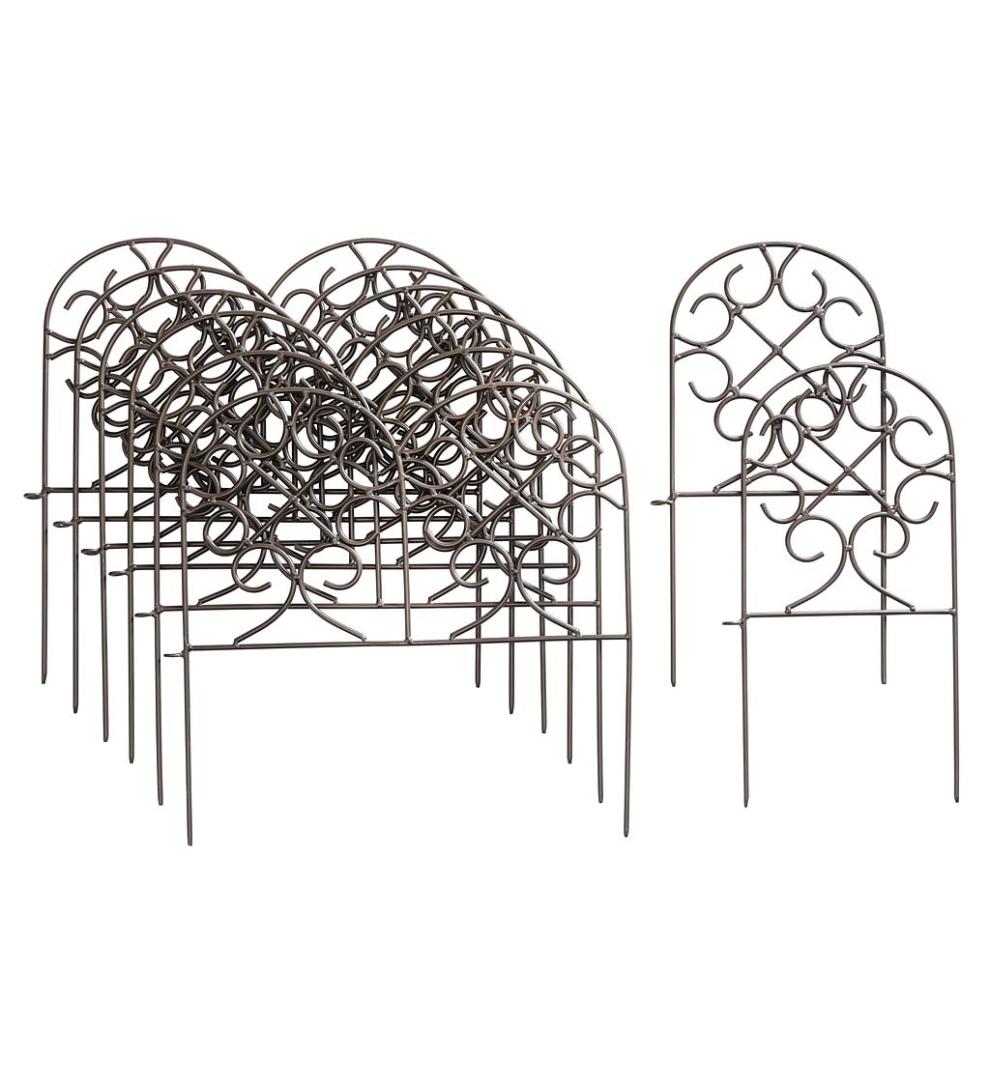 Plow &amp; Hearth Garden Fencing &amp; Edging | Yard &amp; Garden Scrollwork Wrought Iron Edging With Ground Stakes And Gunmetal Finish