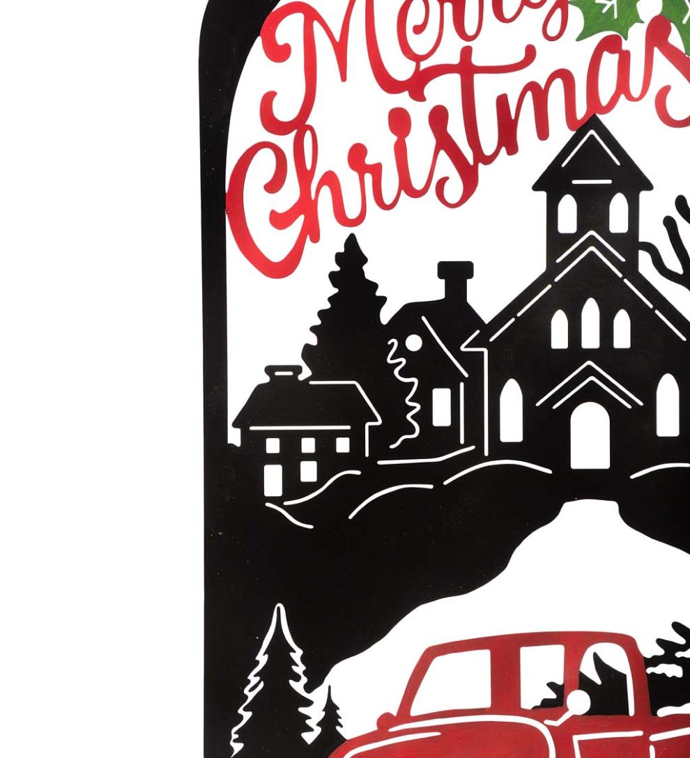 Plow &amp; Hearth Garden Stakes | Yard &amp; Garden Merry Christmas Vintage Truck Metal Holiday Trellis