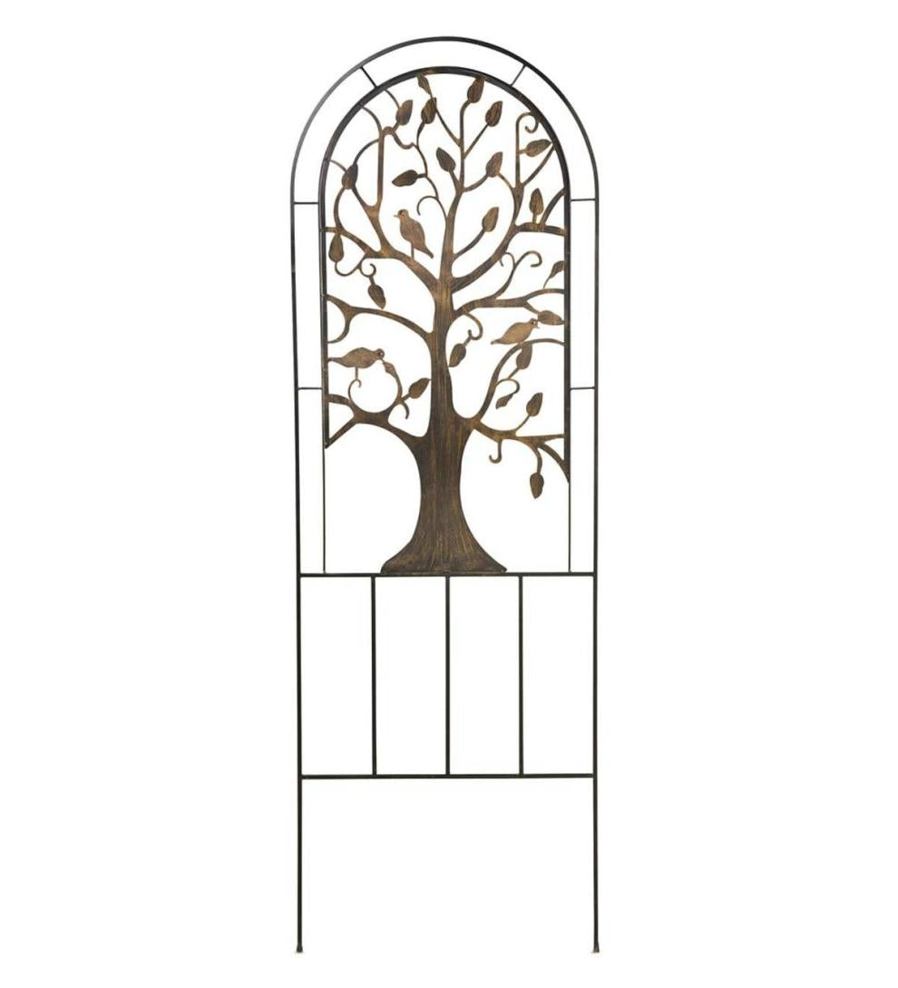 Plow &amp; Hearth Garden Stakes | Yard &amp; Garden Metal Arched Garden Trellis With Tree Of Life Design - Antique Copper