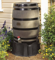 Plow &amp; Hearth Garden Tools | Yard &amp; Garden 50-Gallon Rain Barrel With Flat Back