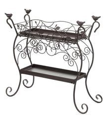 Plow &amp; Hearth Garden Tools | Yard &amp; Garden Two-Shelf Cast Iron Plant Stand With Birds