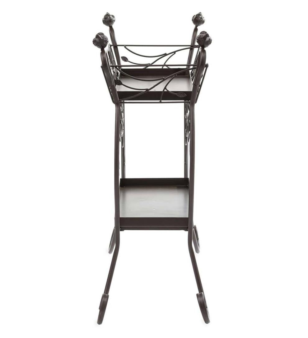 Plow &amp; Hearth Garden Tools | Yard &amp; Garden Two-Shelf Cast Iron Plant Stand With Birds