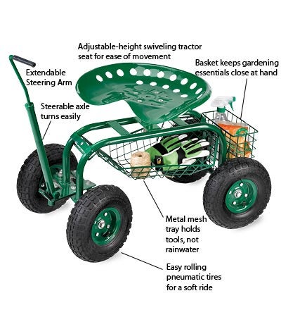 Plow &amp; Hearth Gardenworks® | Yard &amp; Garden Green Rolling Scoot-N-Do Garden Seat