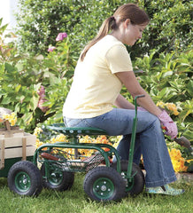 Plow &amp; Hearth Gardenworks® | Yard &amp; Garden Green Rolling Scoot-N-Do Garden Seat