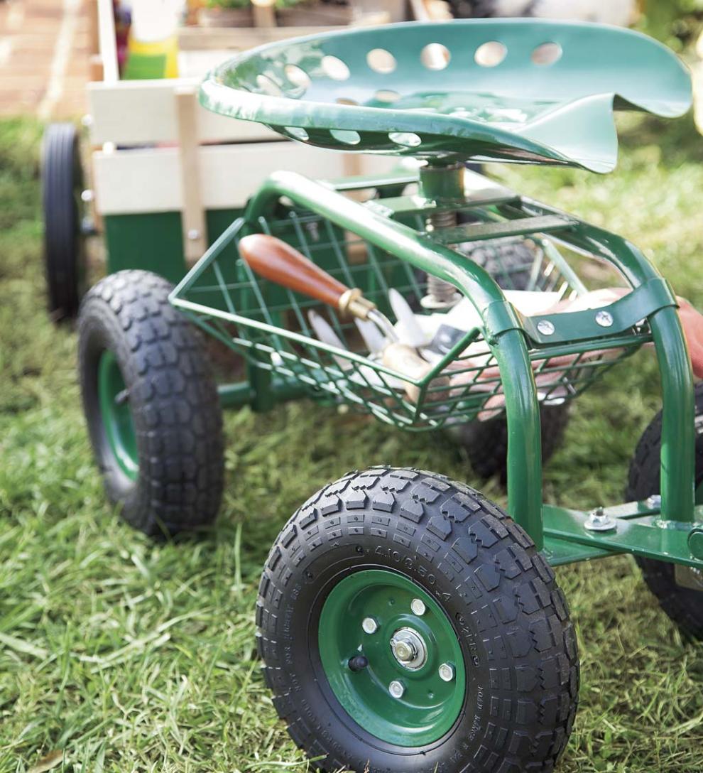 Plow &amp; Hearth Gardenworks® | Yard &amp; Garden Green Rolling Scoot-N-Do Garden Seat