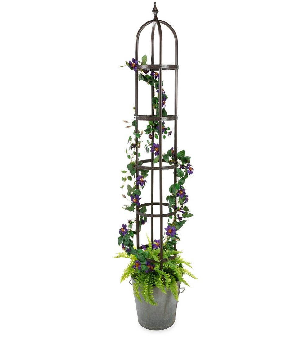 Plow &amp; Hearth Gardenworks® | Yard &amp; Garden Powder-Coated Steel Garden Obelisks And Basket Planter