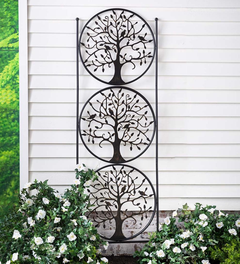 Plow &amp; Hearth Gardenworks® | Yard &amp; Garden Tree Of Life Circle Trio Metal Garden Trellis