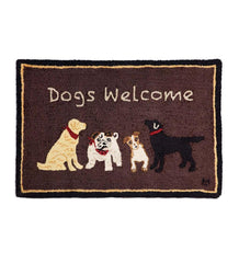 Plow &amp; Hearth Hearth Rugs | Fireplace &amp; Hearth Hooked Wool Dogs Welcome Accent Rug - Brown