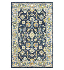 Plow &amp; Hearth Hearth Rugs | Fireplace &amp; Hearth Willow Oaks Blue Wool Border Rug