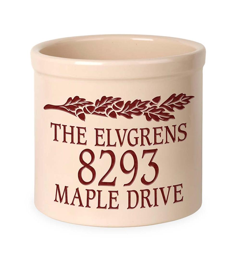 Plow &amp; Hearth Home Accents | Indoor Living Acorn Personalized Address Crock With Name And House Number - Black