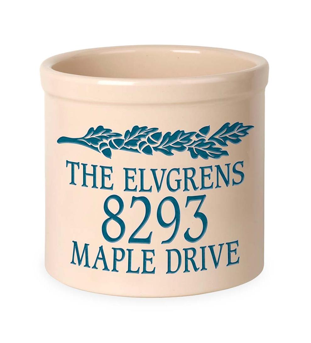 Plow &amp; Hearth Home Accents | Indoor Living Acorn Personalized Address Crock With Name And House Number - Black
