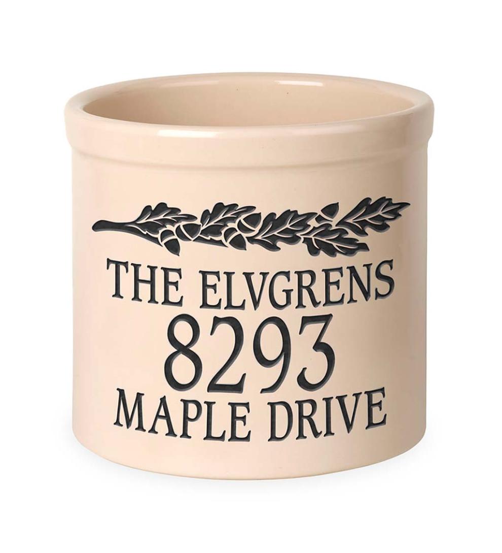 Plow &amp; Hearth Home Accents | Indoor Living Acorn Personalized Address Crock With Name And House Number - Black