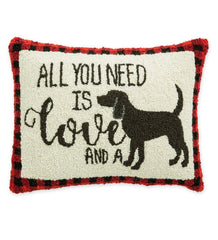 Plow &amp; Hearth Home Accents | Indoor Living All You Need Is Love And A Dog Hooked Wool Throw Pillow