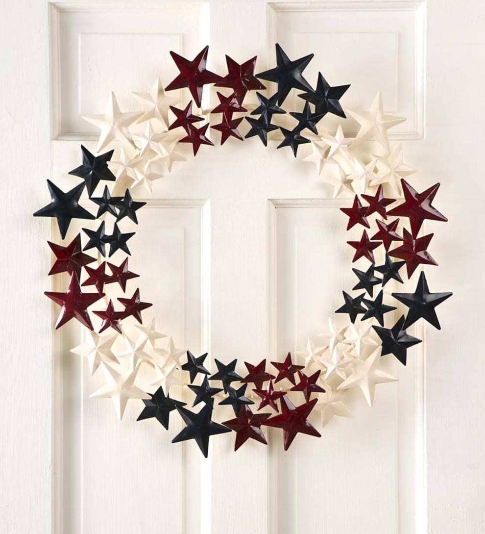Plow &amp; Hearth Home Accents | Indoor Living Americana Metal Stars Wreath