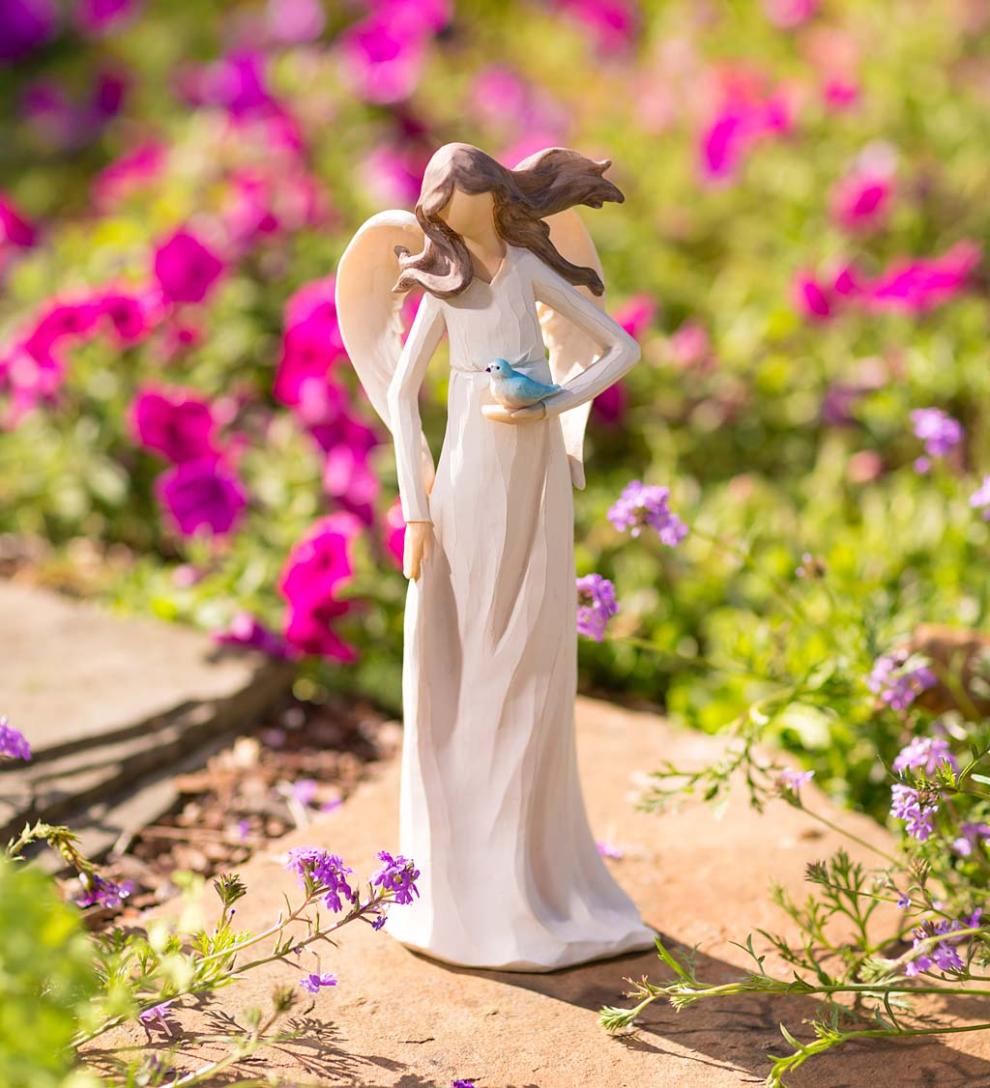 Plow &amp; Hearth Home Accents | Indoor Living Angel With Bird Statue