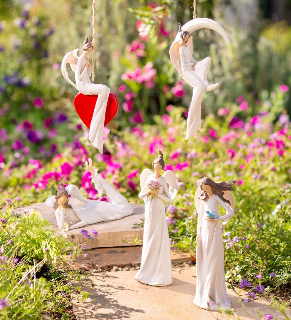 Plow &amp; Hearth Home Accents | Indoor Living Angel With Bird Statue