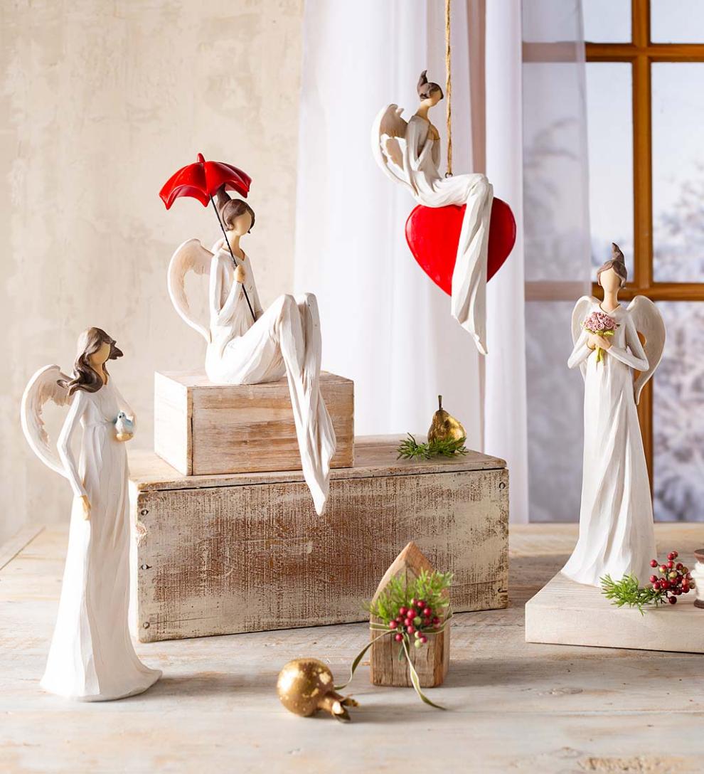 Plow &amp; Hearth Home Accents | Indoor Living Angel With Bird Statue