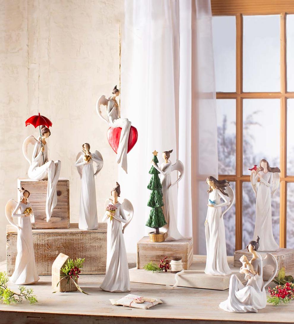 Plow &amp; Hearth Home Accents | Indoor Living Angel With Bird Statue