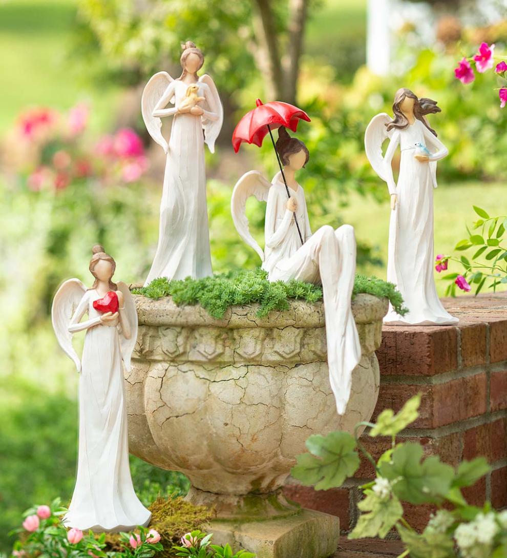 Plow &amp; Hearth Home Accents | Indoor Living Angel With Bird Statue