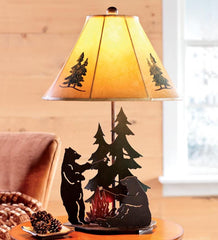 Plow &amp; Hearth Home Accents | Indoor Living Bears Roasting Marshmallows Lamp With Campfire Nightlight