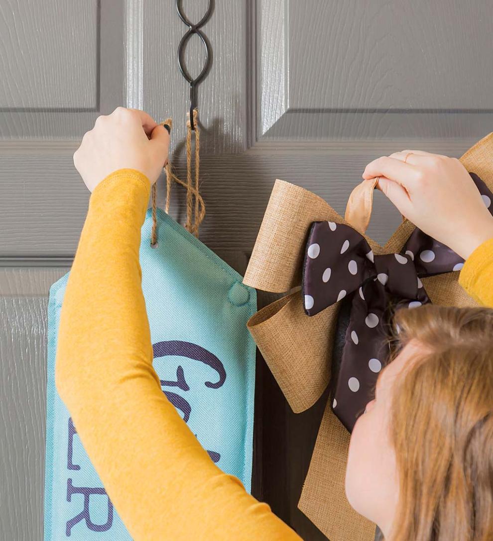 Plow &amp; Hearth Home Accents | Indoor Living Black And White Dot Door Tag Bow