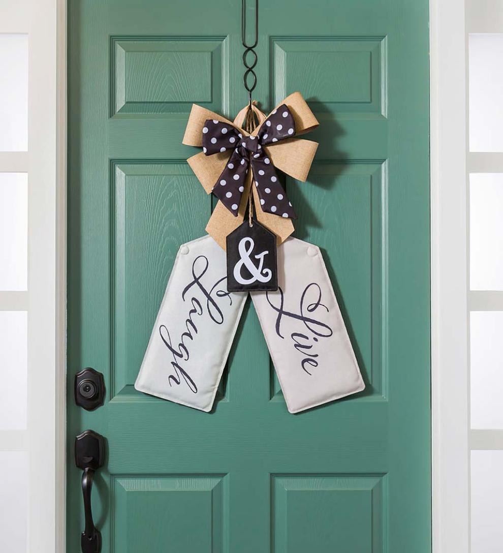 Plow &amp; Hearth Home Accents | Indoor Living Black And White Dot Door Tag Bow