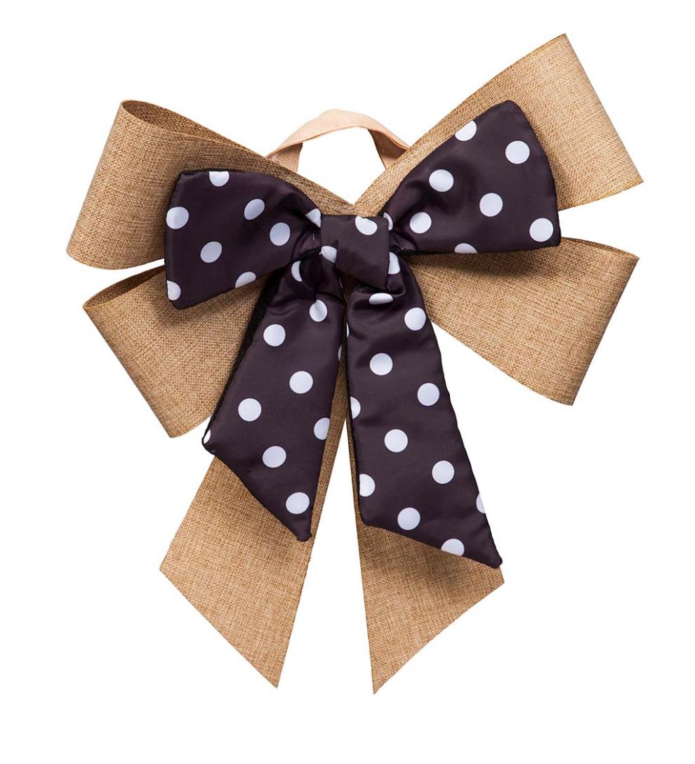 Plow &amp; Hearth Home Accents | Indoor Living Black And White Dot Door Tag Bow