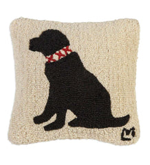 Plow &amp; Hearth Home Accents | Indoor Living Black Lab Hand-Hooked Wool Throw Pillow