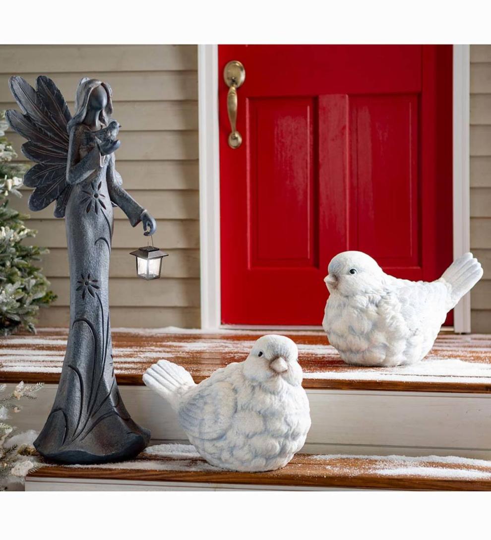 Plow &amp; Hearth Home Accents | Indoor Living Blue And White Snowbird Indoor/Outdoor Statues, Set Of 2