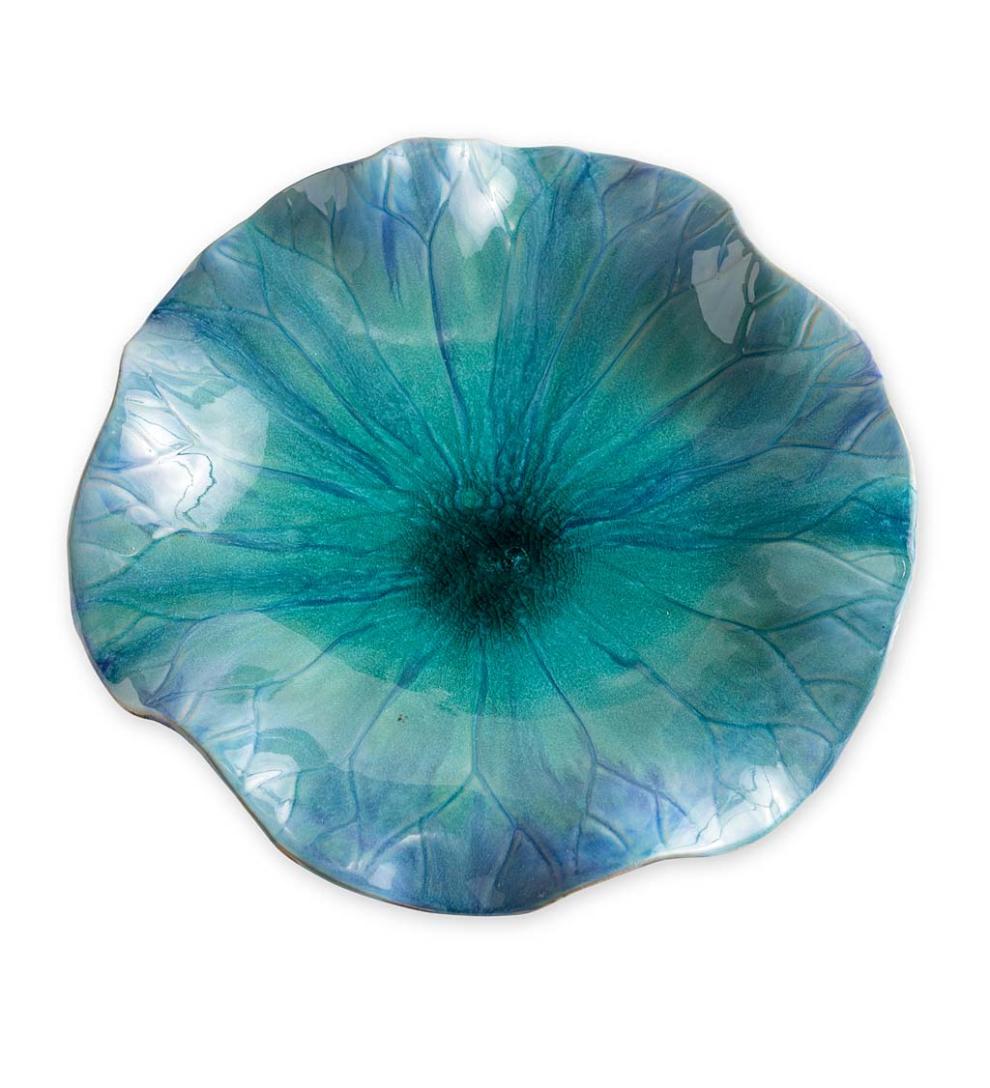 Plow &amp; Hearth Home Accents | Indoor Living Blue Ceramic Flower Blooms Wall Art, Set Of 3