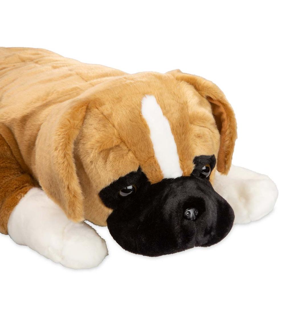 Plow &amp; Hearth Home Accents | Indoor Living Boxer Plush Cuddle Animal Body Pillow