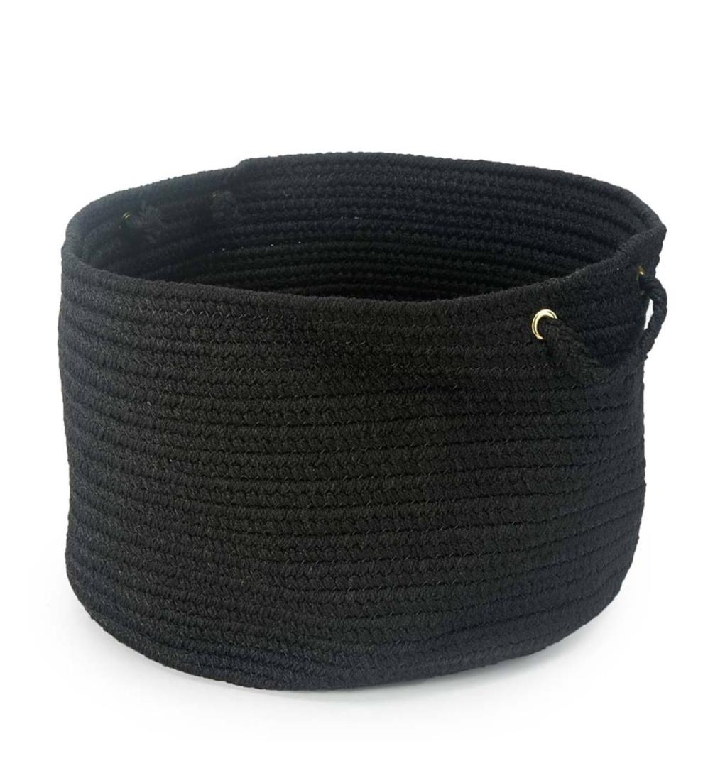 Plow &amp; Hearth Home Accents | Indoor Living Braided Polypro Roanoke Basket With Handles - Black Multi