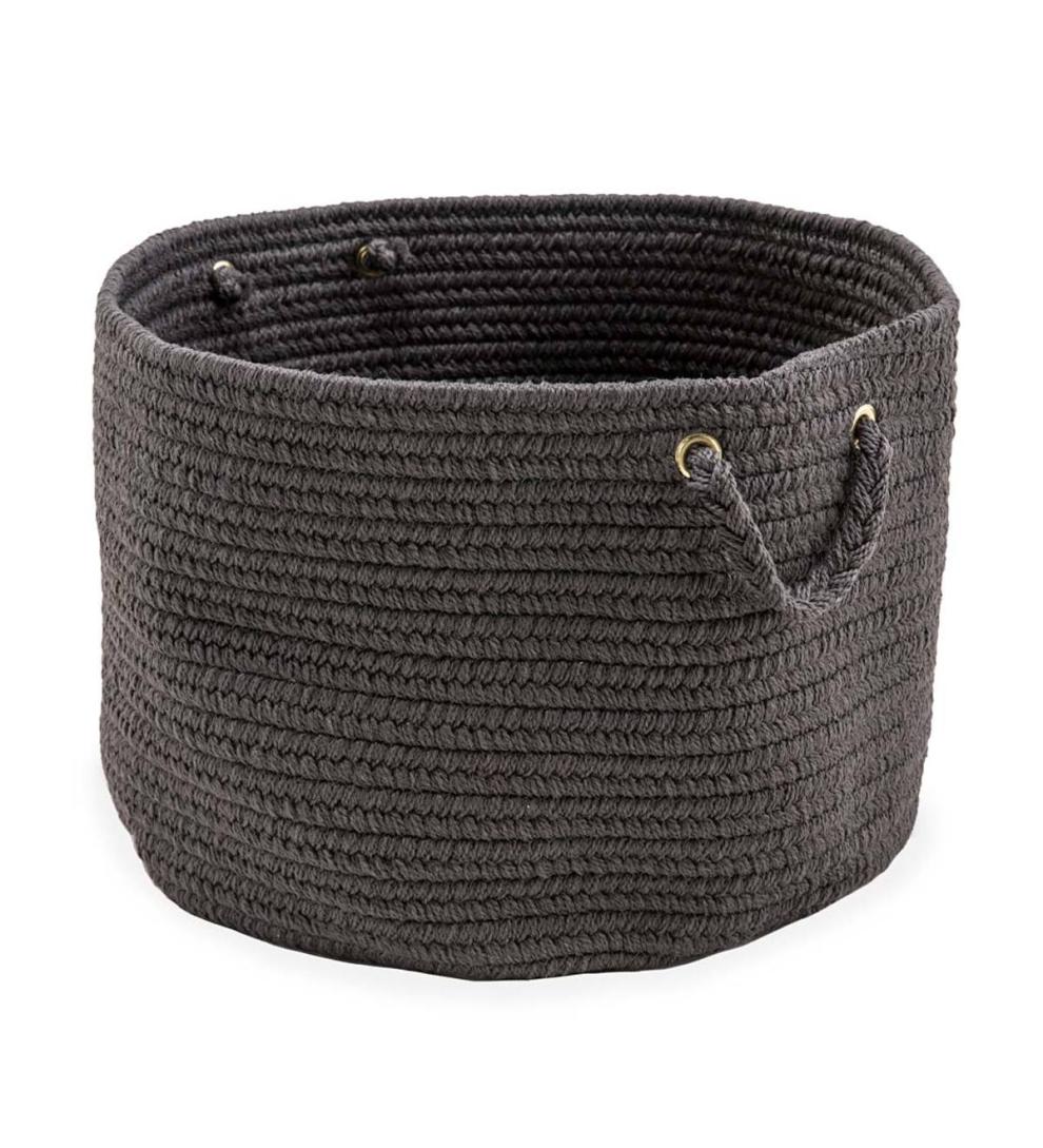 Plow &amp; Hearth Home Accents | Indoor Living Braided Polypro Roanoke Basket With Handles - Black Multi