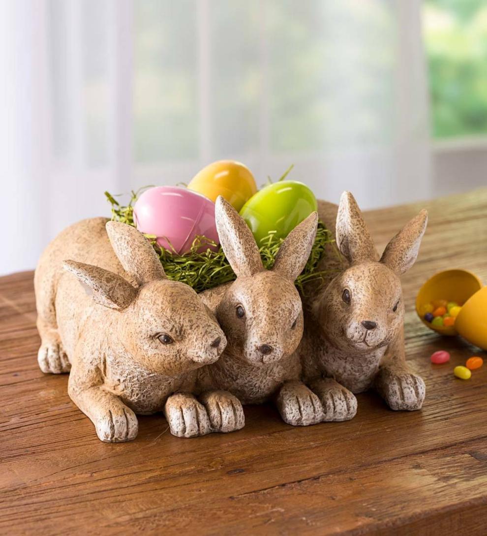 Plow &amp; Hearth Home Accents | Indoor Living Bunny Triplets Planter